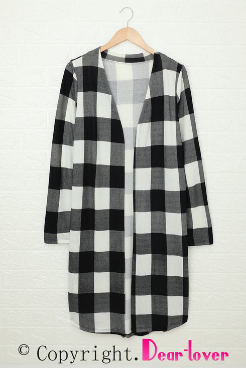 Print Colorblock Long Cardigan